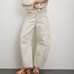 We The Free Good Luck Mid-Rise Barrel Jeans